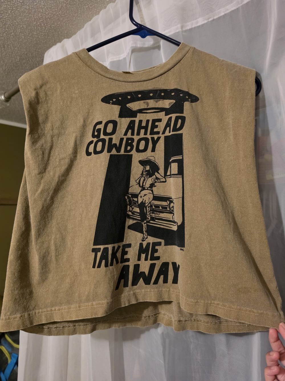Tan Cowboy Graphic Tank Top